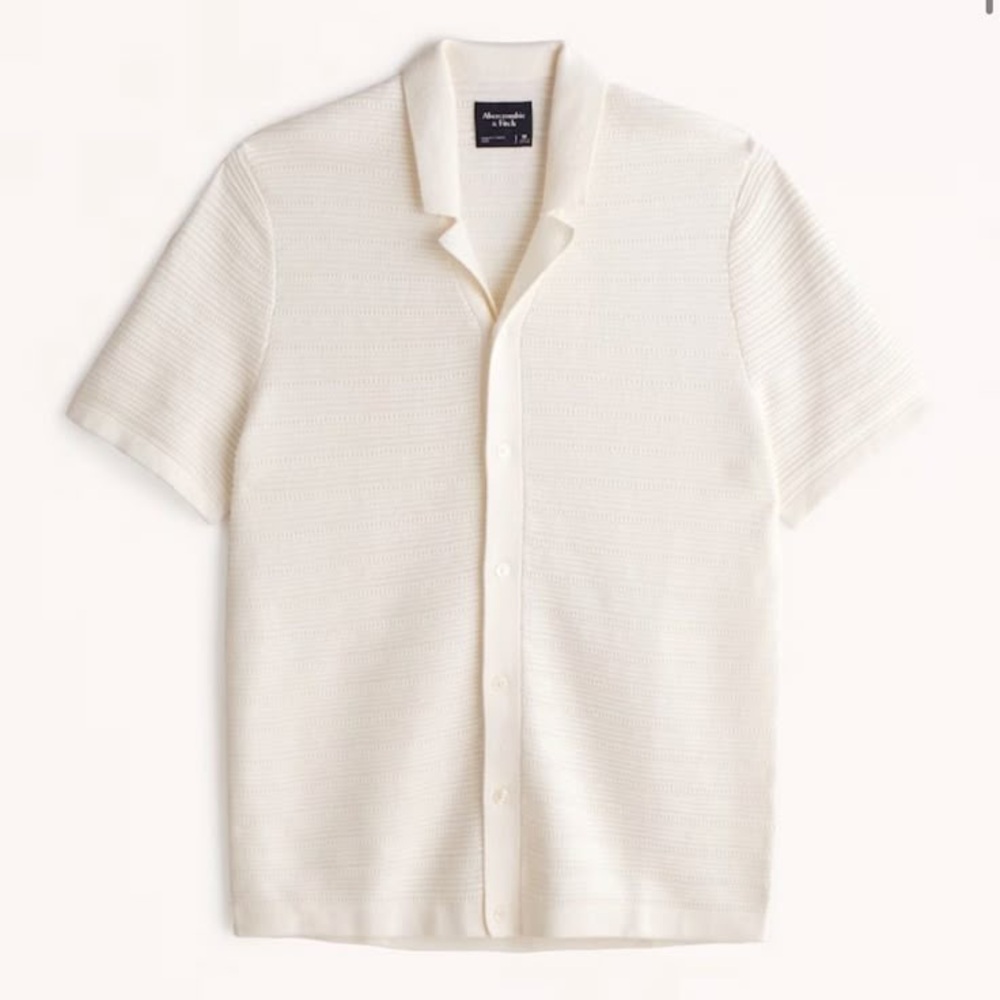 Abercrombie Men's White Knit Button Down Shirt